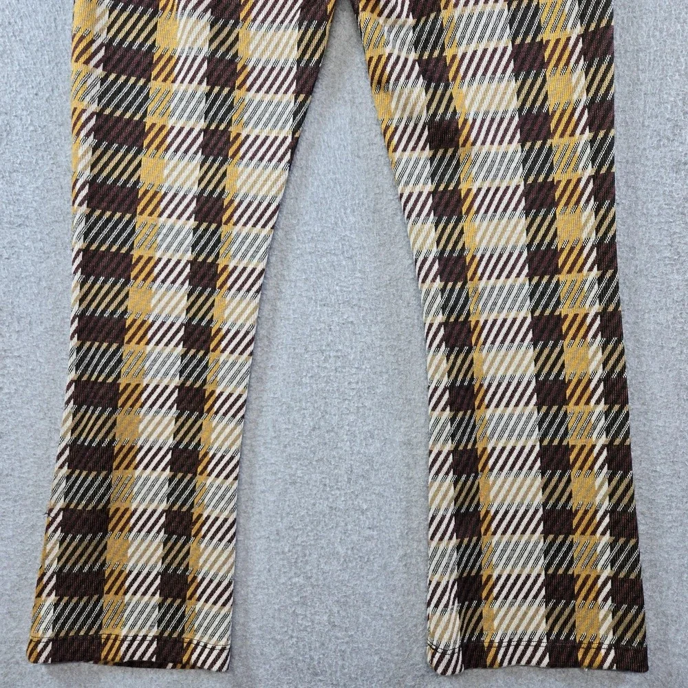 Free People Pants Womens 4 Multicolor Ankle Knit Plaid Stretch‎ Pockets Zip